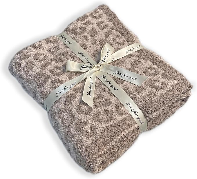 Ultra Soft Leopard Throw Blanket, Cozy Warm Reversiable Luxury Fluffy Blanket Throw Cheetah Blanket Leopard Pattern Throw for Couch Bed Sofa, 51x63 inches, Khaki White