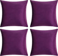 GIGIZAZA Purple Velvet Decorative Throw Pillow Covers Cushion Cover Set of 4 Luxury Pillow Cases for Sofa (18x18inch(45x45cm)-4pcs, Purple)