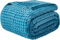 EMME Fleece Blanket, 3D Jacquard Throw Blanket for Couch and Bed, Soft Cozy and Fluffy Blankets Lightweight Luxury Flannel with Geometric Grid Design (Peacock Blue, 60" x 80")