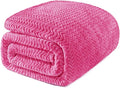 Exclusivo Mezcla Queen Blanket for Bed, Cozy Lightweight Fleece Blankets for All Season, Decorative Giftable Fuzzy Plush Wave Textured Suitable for Women, Men, Hot Pink, 90x90 Inches