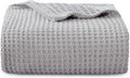 Bedsure Gentlesoft 100% Cotton Blanket Twin XL Size for College Dorm - Cooling Breathable and Soft for Spring Summer, Waffle Weave Twin Blanket for Bed, Dorm Room Essentials, Grey, 66x90 inches