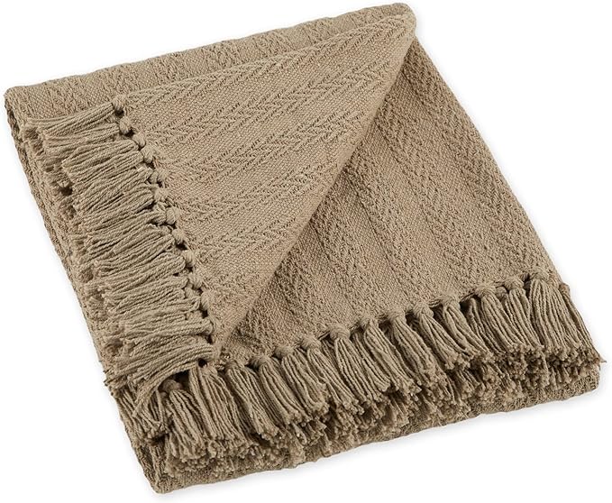 DII Industrial Tonal Textured Woven Throw 50x60, Stone