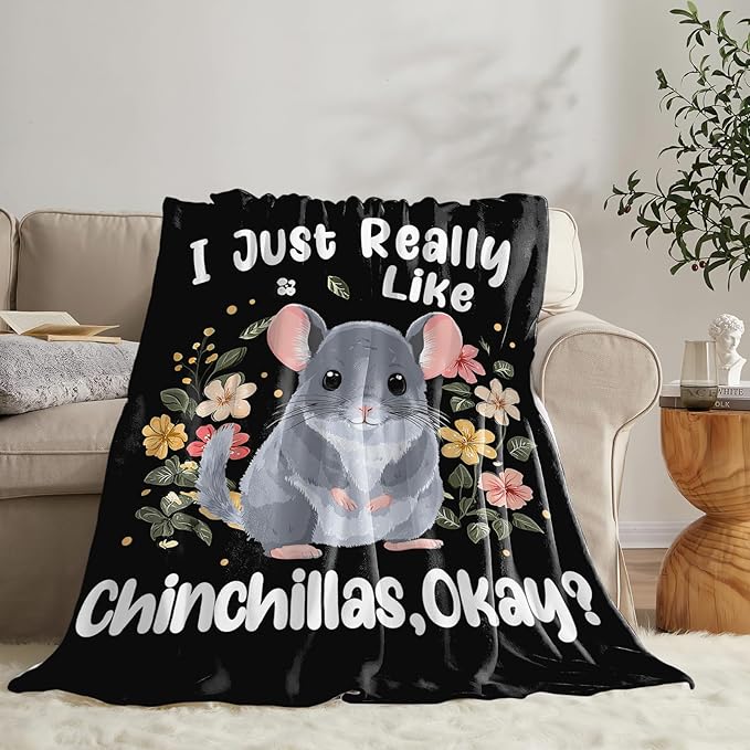 Chinchilla Blanket for Girls Women Boys Men Adults Kids Soft Cozy Fleece Chinchilla Throw Blankets Gifts Warm Flannel Plush Lightweight Decor for Couch Bed Sofa 50"X40"