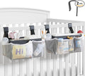 2-Pack Hanging Diaper Organizer for Crib & Changing Table | 50+ Large Capacity Baby Diaper Caddy, Washable Newborn Essentials Organizer for Baby Girl, Ideal Baby Shower Gifts with Hook Straps
