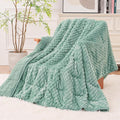 Super Fuzzy Soft Fleece Sherpa Weighted Blanket 15 lbs for Adults, 3D Imitation Turtle Shell Luxury Weighted Throw for Better Sleep, Dual Sided Cozy Heavy Blankets for Couch Bed, Sage Green, 60" x 80"
