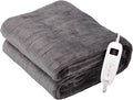 Tefici Electric Heated Blanket Throw, Super Cozy Soft 2-Layer Flannel 50" x 60" Heated Throw with 6 Heating Levels & 4 Hours Auto Off, Machine Washable, ETL&FCC Certified, Home Office Use,Grey