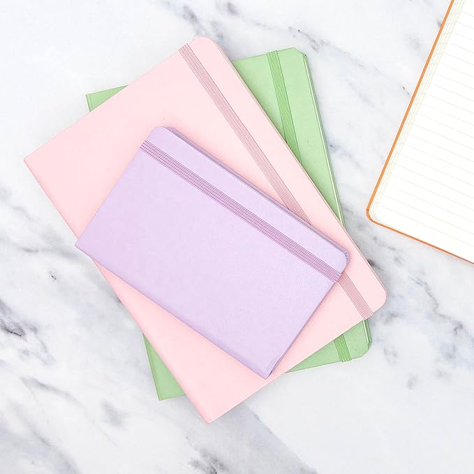 PAPERAGE Lined Pocket Journal Notebook, 2 Pack, (Blush), 160 Pages, Small Notebook, 3.6 inches x 5.6 inches - 100 GSM Thick Paper, Hardcover