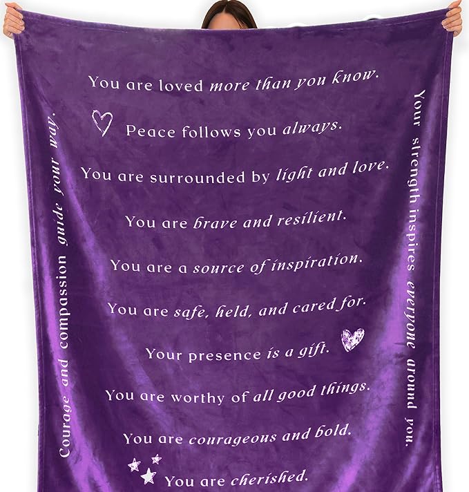 WOLF CREEK BLANKET Super Soft Gift Blanket for Women or Men - Light & Love Compassion Get Well Soon, Positivity Courage Inspiration Healing Support & Comfort Gift for Mom Friend Sister. Cozy Flannel