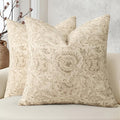 Vintage Floral Print Throw Pillow Covers 26x26 Set of 2 Neutral Modern Farmhouse Pillowcases Accent Decorative Cushion Covers Boho Home Decor for Couch Sofa Chair Bed Living Room, Natural Beige
