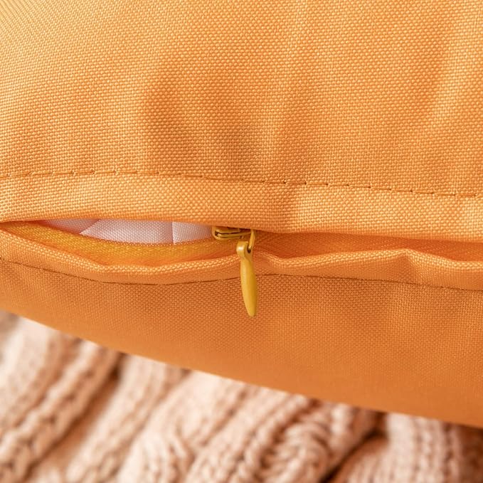 MIULEE Pack of 2 Decorative Outdoor Waterproof Pillow Covers Garden Cushion Sham Throw Pillowcase Shell for Fall Patio Tent Couch 18x18 Inch Orange Yellow