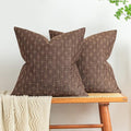 MIULEE Pack of 2 Decorative Vintage Burlap Linen Brown Throw Pillow Covers Modern Farmhouse Pillowcases Rustic Woven Textured Cushion Cover for Sofa Couch Bed 18x18 Inch Dark Coffee