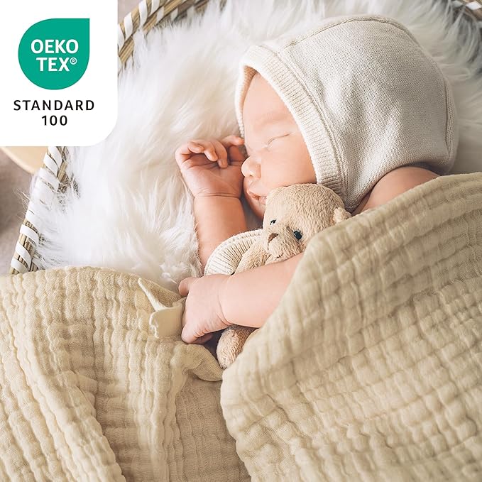 Love's cabin 100% Cotton Muslin Blanket, 6 Layer Lightweight Breathable Gauze Large Throw Blanket 50 x 70 Inches, Soft Cooling All Season Blanket for Couch or Sofa, Khaki