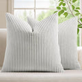 Mecatny Corduroy Decorative Throw Pillow Covers 22x22 Set of 2 for Sofa Living Room, Soft Neutral Boho Couch Pillow Covers for Home Decor, Grey