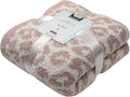 bearberry Fuzzy Leopard Knitted Throw Blanket Soft Cozy Warm Microfiber Blanket for Couch Sofa Bed Travel (Stone/Cream, 40"x50")