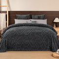 PHF Fluffy Sherpa Fleece Blanket King Size for Winter, Warm and Cozy, 510GSM 3D Tufted Shaggy Fleece Blanket for Sofa Bed, Dark Grey, 108"x90"