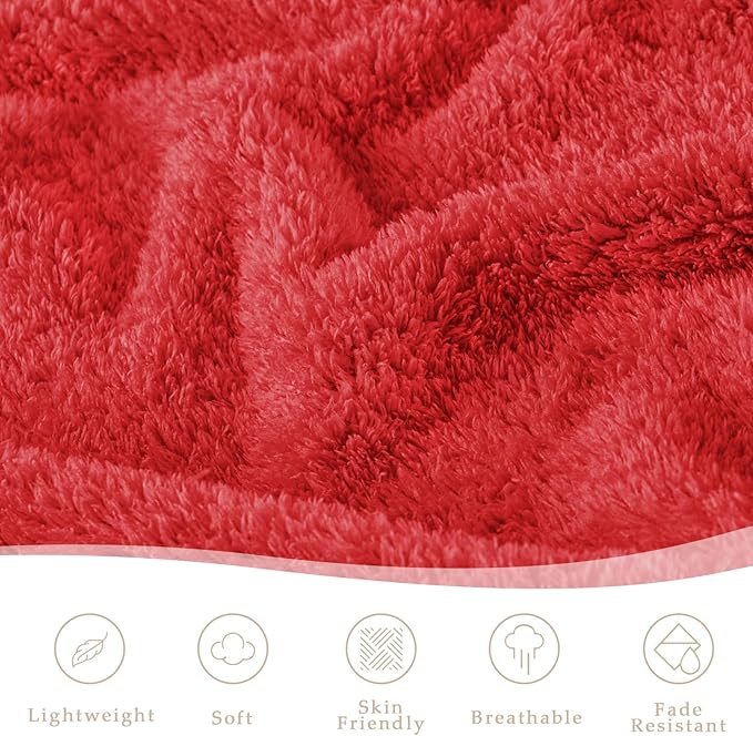 Exclusivo Mezcla Fleece Bed Blankets Queen Size, Ultra Soft, Lightweight and Fuzzy Red Blanket for Women, Home Decor, 90x90 Inches