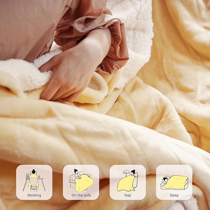 Heated Blanket Electric Throw 50" x 60" -Heated Throw Blanket with 4 Heating Levels & 3 Hours Auto Off,Machine Washable,ETL & FCC Certification(Cheesy Yellow)