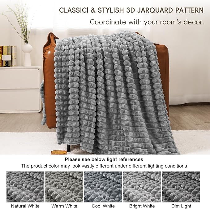 PHF Luxury Soft Fleece Blanket Twin Size, No Shed No Pilling, 380GSM Fluffy Cozy Throw Blankets for Bed, 66"x90", Lightweight Warm Bedding for Home Decor, Ideal Gift for Women, Sharkskin