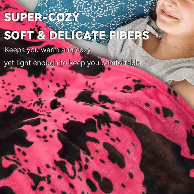 Hot Pink Blanket for Kids, Cute Warm Soft Toddler Blanket for Stroller Bed Nursery, Strawberry Pink Gifts for Girls Birthday Eeaster Mother's Day, Y2K Room Home Decor, 40x50inches