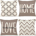 YCOLL Farmhouse Pillow Covers 16x16 Set of 4 Throw Pillow Covers Rustic Linen Decorative Pillows Square Cushion Covers for Couch Sofa Bedroom Home Decor