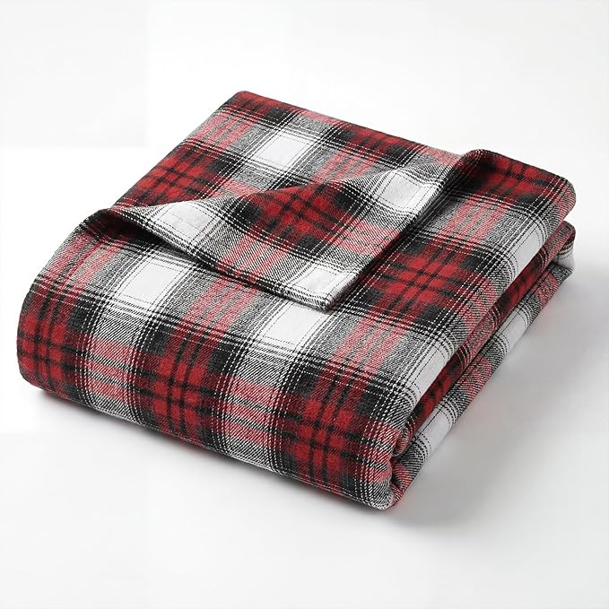 Horaldaily Red Grey Farmhouse Plaid Spring Decorative Blanket Throw, Spring Summer Rustic Soft Lightweight Blanket for Couch Sofa Bed Lounging Decoration, Ideal Gifts for Kids Adults Self, 50x60