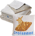 YIRUIO Croissant Pattern Plush Blanket & Pillowcase Set,Ultra Soft Cozy Warm Thick Fuzzy Fluffy 50x60 Throw Beige with 18x18 Pillow Cover for Bed Sofa Couch Home Decor Gift