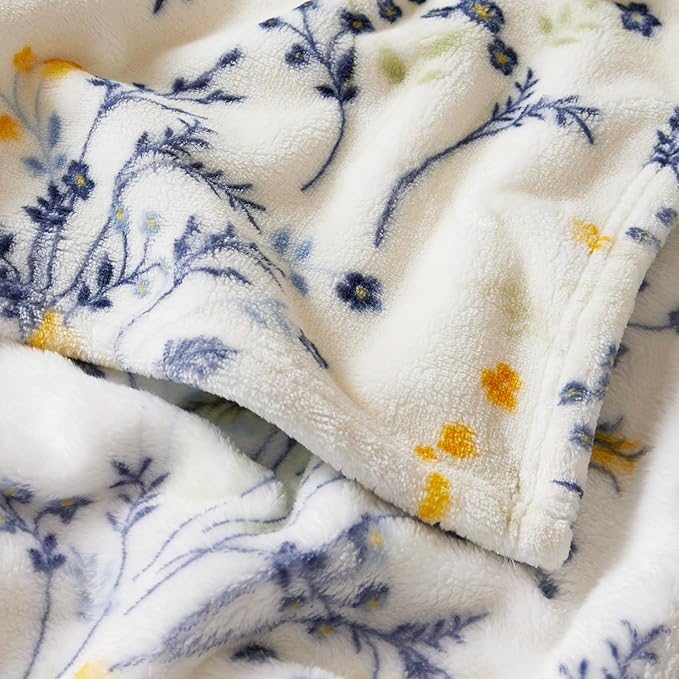 Lucky Brand Wildflower Yellow Floral 50"x70" Cozy Plush Blanket - Premium Microfiber Throw for Luxurious Comfort and Style