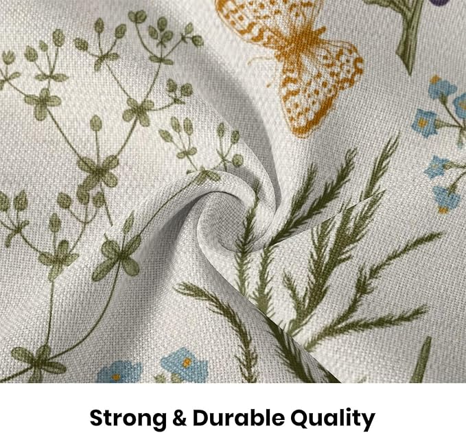 AEIOAE Spring Pillow Covers 22x22 Inch Set of 2,Sage Green Wild Flower Plant Throw Pillows Case,Seasonal Floral Outdoor Decorative Square Linen Farmhouse Decor Cushion Covers for Home Sofa Bed Couch