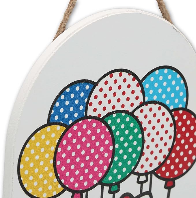 Hello Kitty Balloons Hanging Wood Wall Decor - Cute Hello Kitty Sign for Bedroom or Play Room