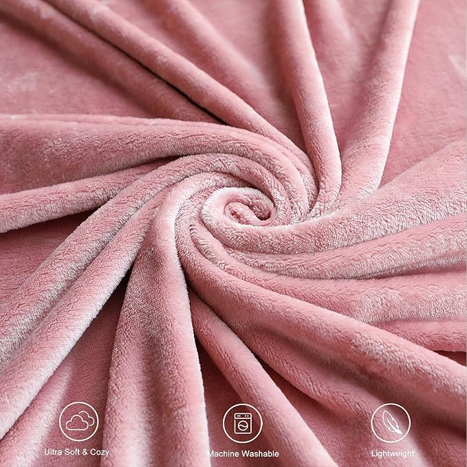 TASTHROW Pink Throw Blanket 60x80 Inches, Soft Plush Cozy Fleece Flannel Throw Blanket, Lightweight Warm Throws for Bed, Couch, Bedroom and Living Room, All Seasons