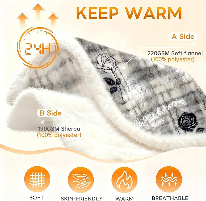 Fleece Bed Blanket, King Size 90 Inch × 108 Inch, Soft Plush Fluffy, Reversible Flannel Blanket for Sofa, Couch, Bed, All Seasons, for Women