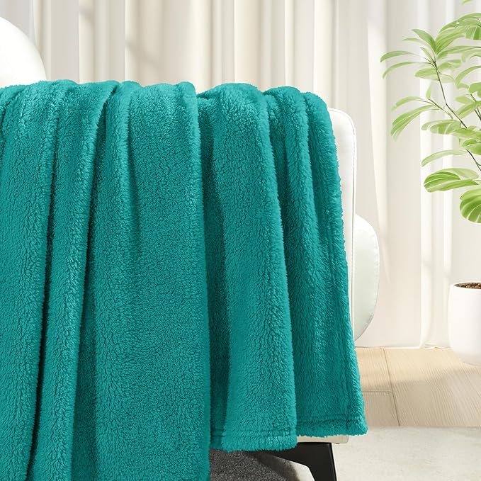 Exclusivo Mezcla King Size Blanket for Bed, Super Soft Velvet Plush Fleece Blankets, Fuzzy Cozy and Warm for Winter, 90x104 Inches, Teal