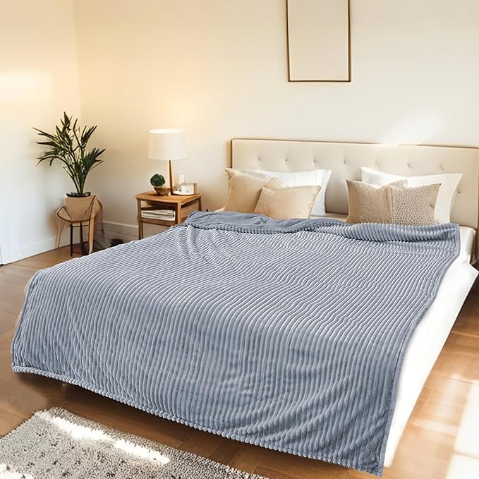 Electric Heated Blanket Throw Size 50"x60" with Cozy Flannel, 6 Heat Settings & 3 Hours Auto Off, Soft & Cozy Warming Throw for Home, Office, or Bed, Machine Washable, Grey