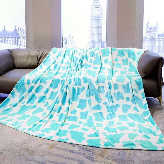 Queen Size Blanket for Bed, Soft Fuzzy Full Size Blue Fleece Throw Blanket for Couples, Lightweight Cozy Bedding for All Seasons Guest Room Bedroom Decoration 90x90 Inches
