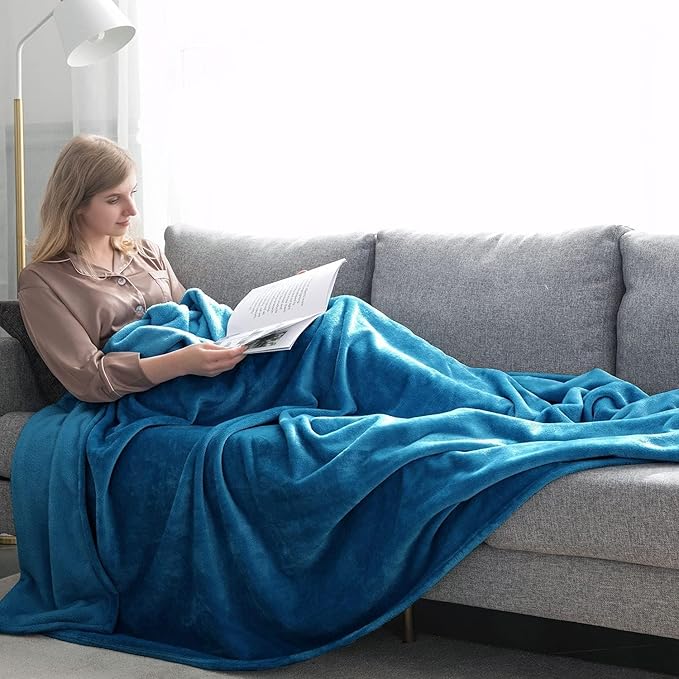MOONLIGHT20015 Fleece Blanket Twin Size 12 Pack - Super Soft Fuzzy Throw Blanket for Couch and Sofa - Lightweight Luxury 400 GSM Microfiber Fluffy Bed Blankets and Throws, 60 x 80 Inches (Twin, Teal)