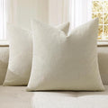 MIULEE Cream Couch Pillow Covers 18x18 Inch, Set of 2 Soft Chenille Decorative Square Throw Pillow Covers Farmhouse for Sofa Living Room Bed