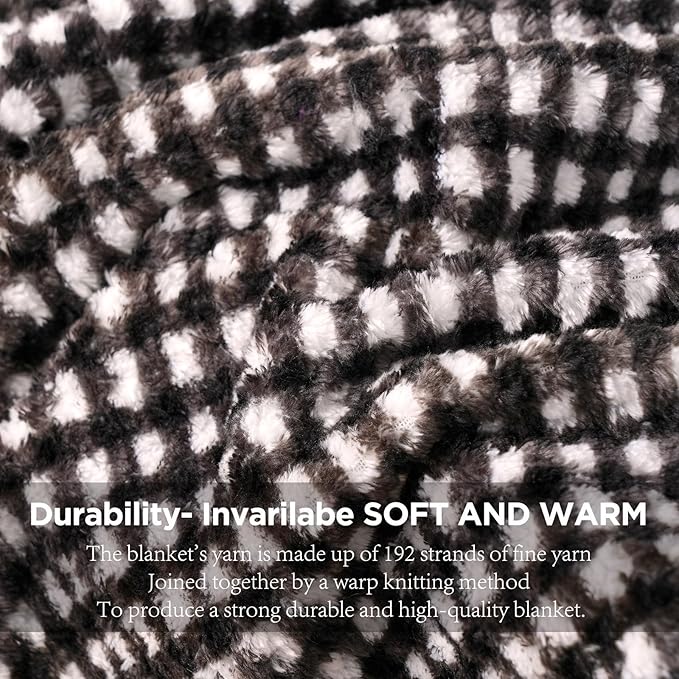 Zyrah Black and White Fleece Throws for Couch Super Soft Throw Blanket Plaid Lightweight Decorative Fuzzy Cozy Blankets for Sofa Chair Bed 50x60 Inches