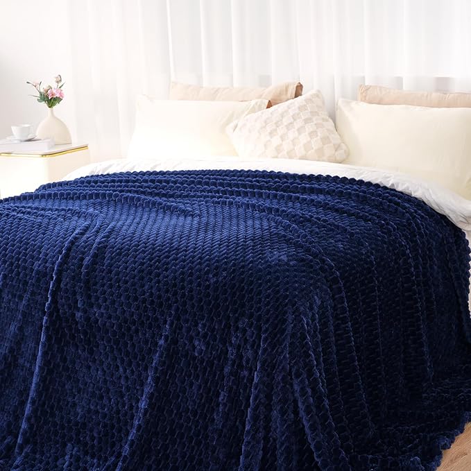 Zyrah Fleece Throws for Couch Super Soft Throw Blanket Lightweight Decorative Fuzzy Cozy Blankets for Sofa Chair Bed (A-Navy Blue, Twin(60"x80"))