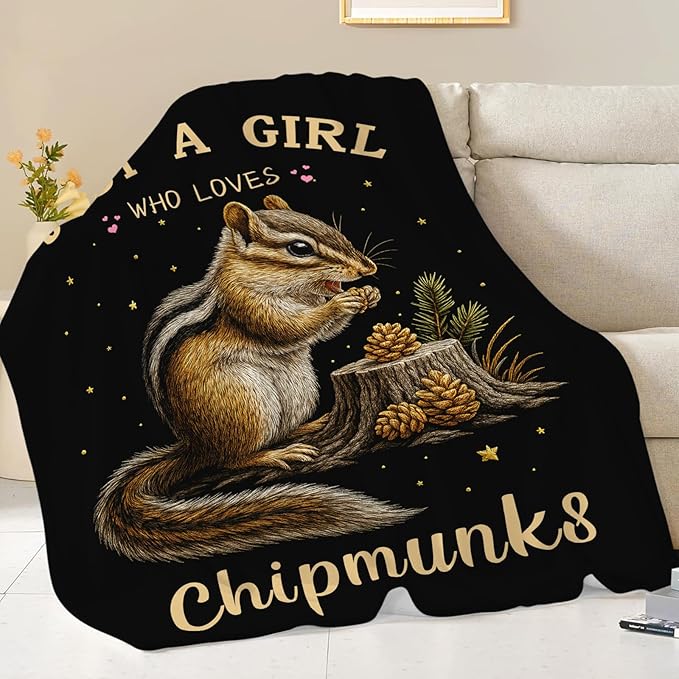 Chipmunk Blanket for Girls Women Boys Men Adults Kids Soft Cozy Fleece Tamias Squirrel Throw Blankets Gifts Warm Flannel Plush Lightweight Decor for Couch Bed Sofa 80"X60"