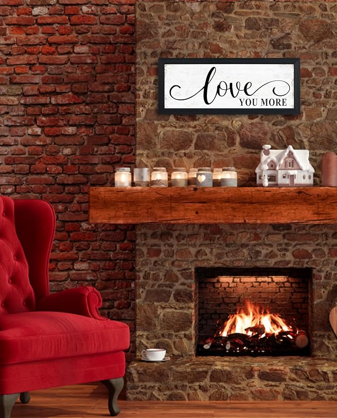 Love You More Sign Wall Decor: Love Quotes Wall Art Modern Master Bedroom Signs Wall Decor Above Bed Framed Aesthetic Farmhouse Rustic Family Wall Signs Bedroom Decor for Couples 6" x 14.5"