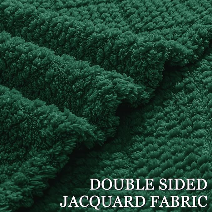 Whale Flotilla Fuzzy Fleece Twin Size Blanket for Bed, Soft Fluffy Jacquard Waffle Blankets for All Season, Lightweight and Warm, 60x80 Inch, Emerald Green