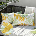MIULEE Pack of 2 Decorative Outdoor Waterproof Throw Pillow Covers Patio Pillow Cases Natural Leaves Pattern Spring Square Cushion Shams Shell for Garden Balcony Couch 12x20 Inch, Green&Yellow