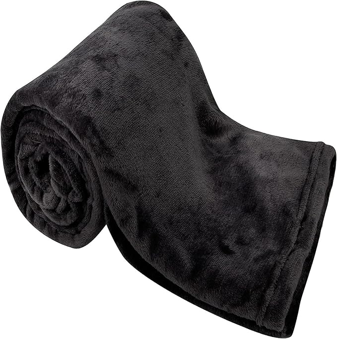 Polar Fleece Throw Blanket for Couch, Twin Bed, Chair, Kids, Adults, Pets 50x60 Soft Cozy Reversible Throw Blanket (Midnight Black)