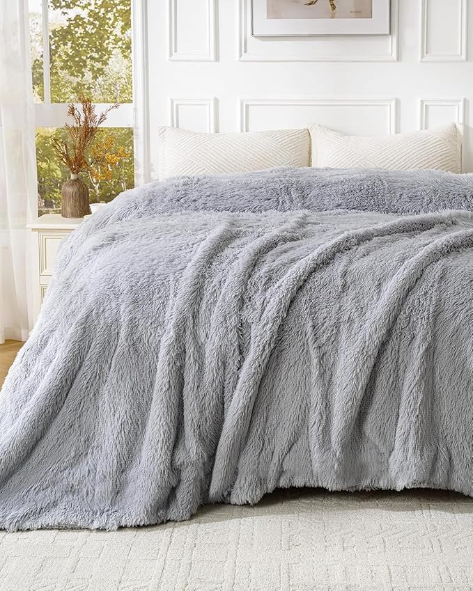 Super Soft Fluffy Faux Fur Sherpa Fleece Blankets Queen Size for Bed, Bedroom Decor Winter Big Blankets Thick Warm, Fuzzy Plush Heavy Bedding Cozy Gifts for Women Men Mom Dad, 90" x 90"