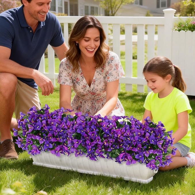 Yastouay 8 Bundles Artificial Flowers for Outdoors, Bougainvillea Fake Flowers for Outside, UV Resistant Silk Outdoor Faux Plants for Porch Patio Planter Front Door Garden Decor(Purple Fuchsia)