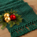 Socomi Boho Table Runner Easter Spring Farmhouse Rustic Dining Kitchen Centerpiece Decor Small Macrame Woven Cotton Linen Coffee Table Runner for Dresser Scarf Home Decor 12x48 inch Emerald Green
