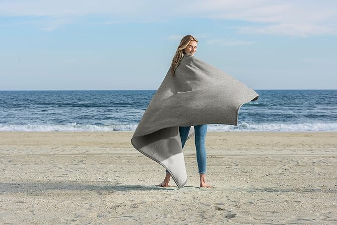 MV Sport Lightweight Sweatshirt Blanket Throw – Warm & Cozy, Breathable Oversized Fleece Knit, Couch, Bed, Travel, Cold Nights, and Outdoors – Soft Light Weight Blanket 54" x 84" Graphite