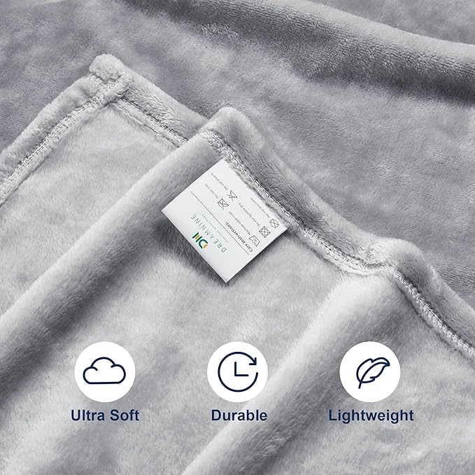 DREAMNINE Extra Large Soft Comfy Fluffy Fleece Bed Blanket Queen Size 90" x 90", Luxury Decorative Fuzzy Blanket for Women Girl, Big Cozy Gray Shaggy Warm Flannel Blankets for Winter Autumn Pets, Grey