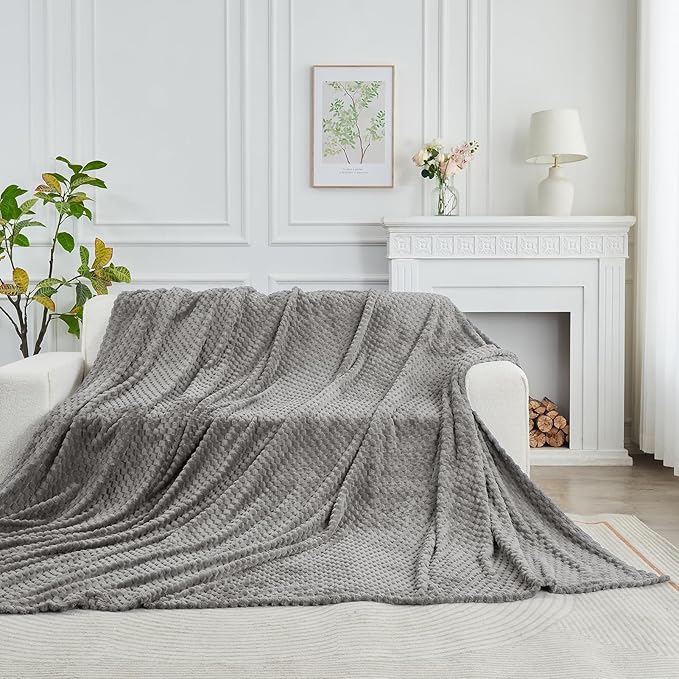 FY FIBER HOUSE Oversized King Blanket 120" x120" Seamless Extra Large Bed Blanket 10' x 10' Super Soft Plush Fuzzy Huge Blankets for Couch Office Sofa, Light Grey