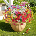 Artificial Flowers Outdoors Spring Faux Flowers UV Resistant Fake Plastic Greenery Plnats Outside Bulk for Garden Hanging Planter Patio Home Decor, 24 Bundles (Multicolor)